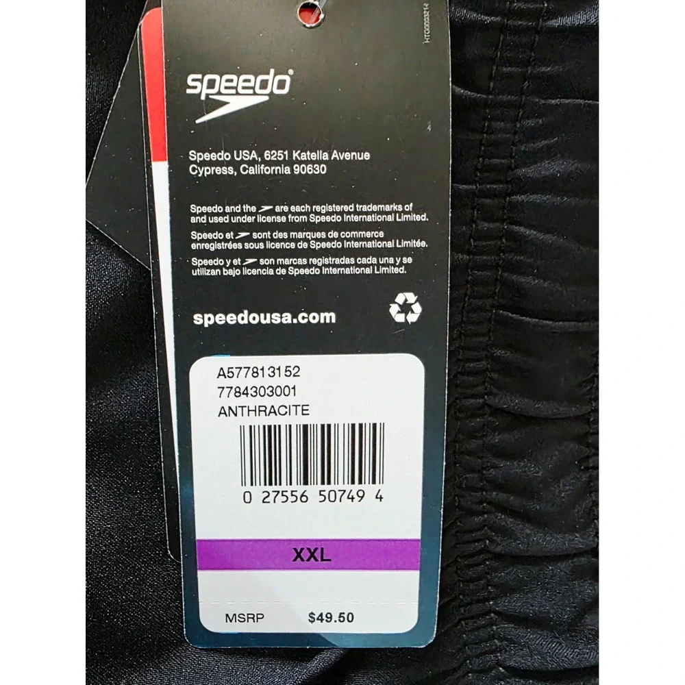 Speedo Mens XXL  Redondo Edge Volley Swim Trunks Anthracite Black NWT $50